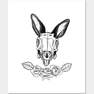 Rabbit Skull and Rose Posters and Art